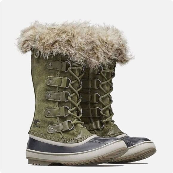 Sorel Joan of Arctic Nori Olive Green Dark Stone Waterproof Winter Duck Boots 8 - Picture 1 of 9